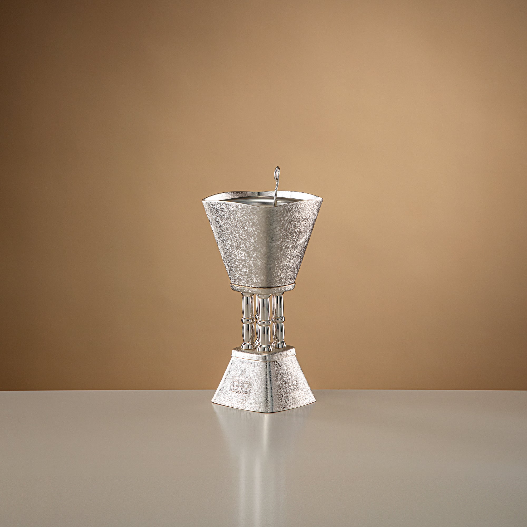 Almarjan Incense Burner Silver Crackle 18cm