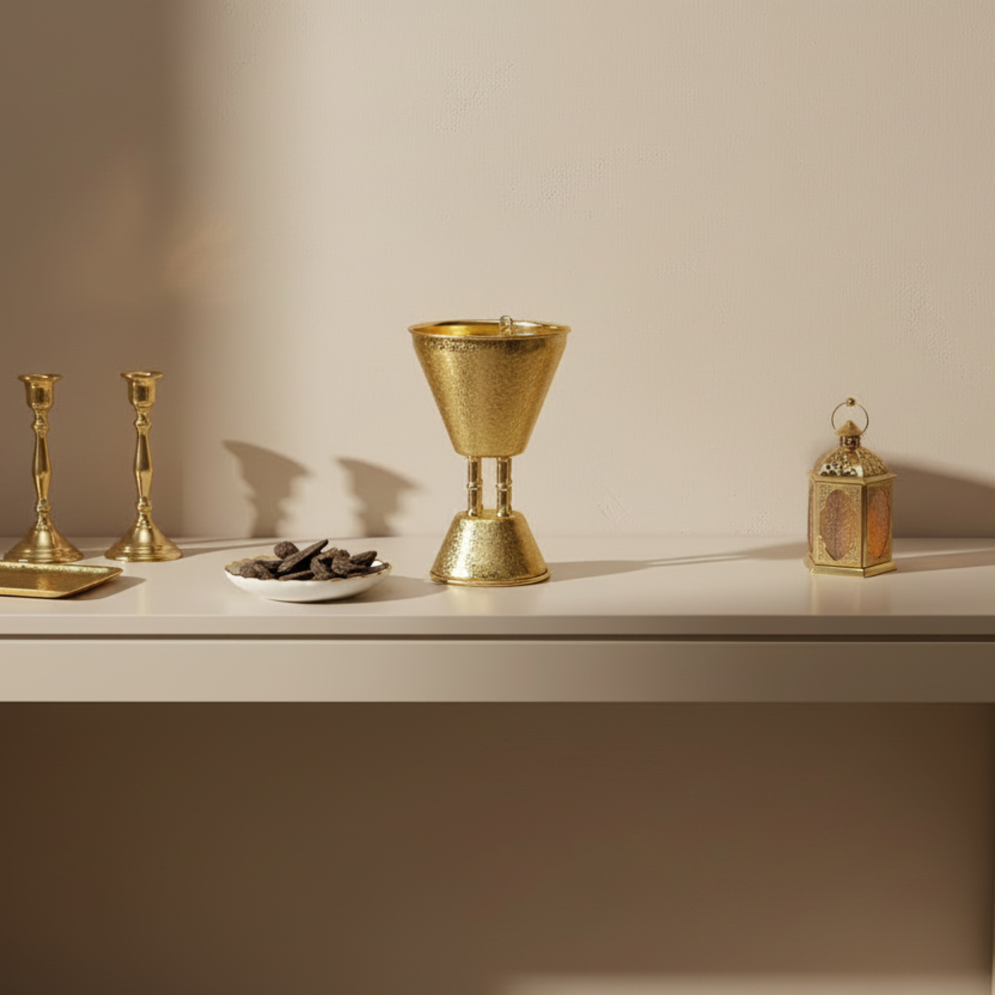 مبخرة المرجان من النحاس بتصميم متشقق، 21 سم