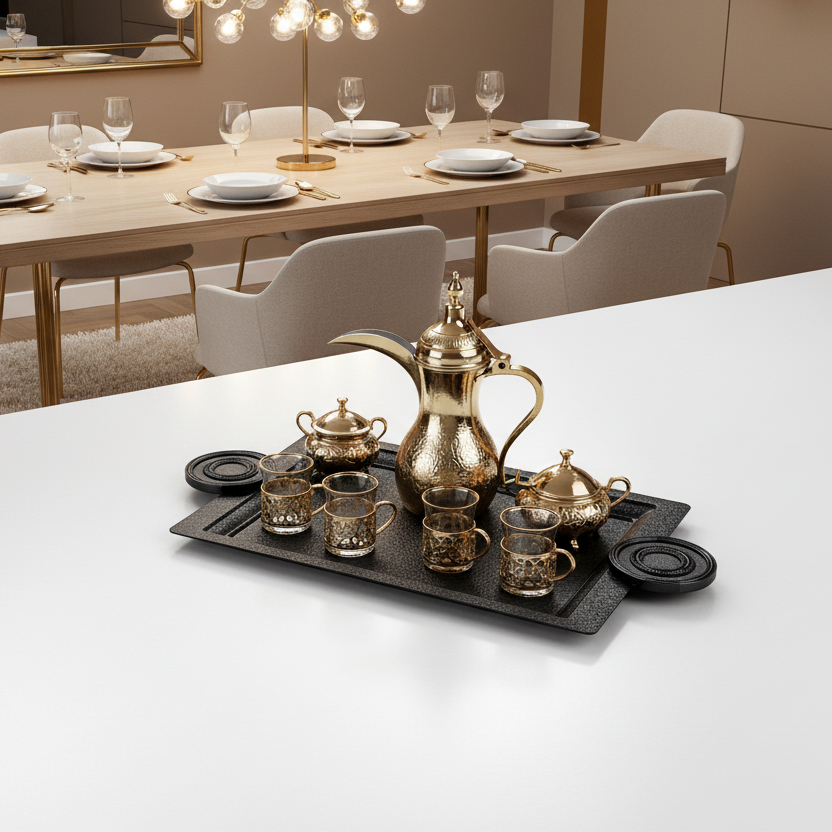 Almarjan Serving Tray 49 cm Black Crackle