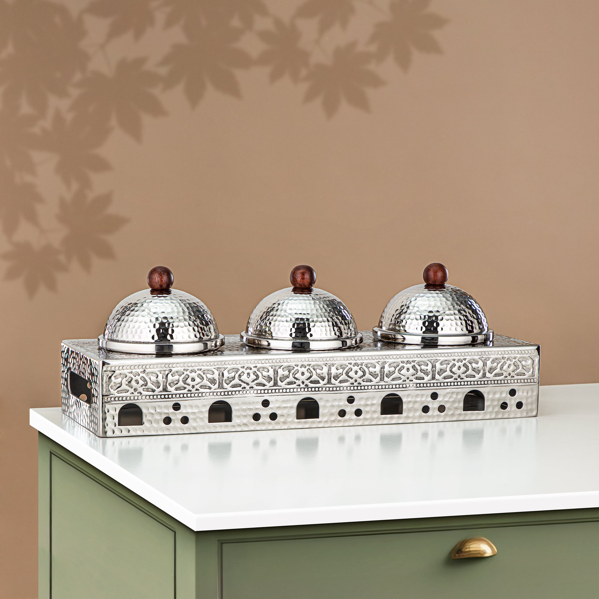 Almarjan Candy Set 3 Part Stainless Steel, Silver (MD-3049) - Stylish Serveware