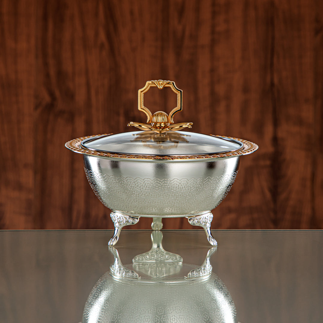 Almarjan Date Bowl 18CM (RBG4432S-SG) - Silver & Golden Glass Cover | Ramadan & Eid