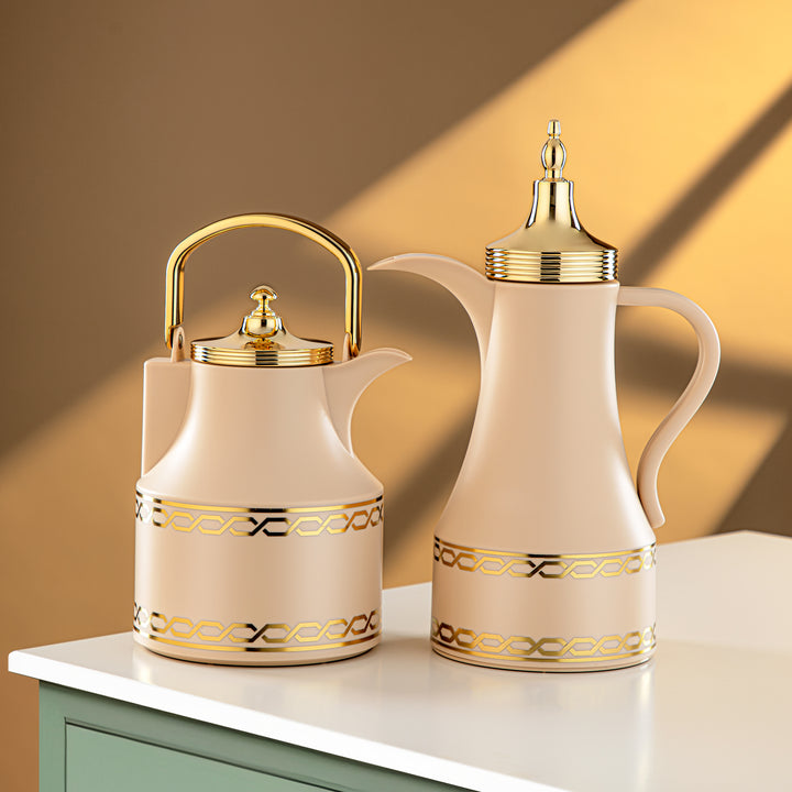 Almarjan 2 Pieces Vacuum Flask Set Beige & Gold - SM-2D936AB-100 BG/G