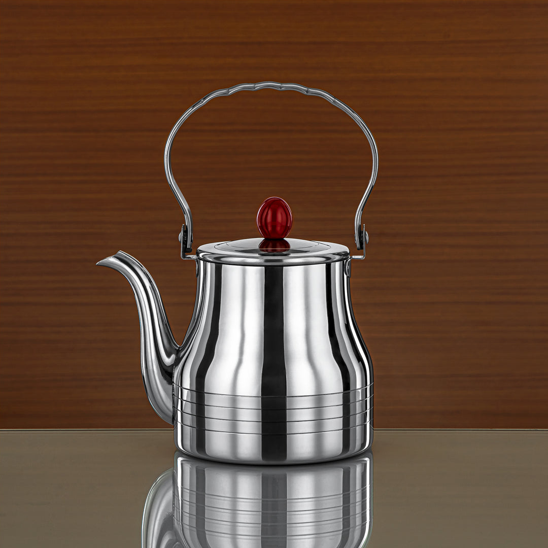 Almarjan 1.2 Liter Elegance Collection Stainless Steel Tea Kettle Silver & Maroon - STS0013140