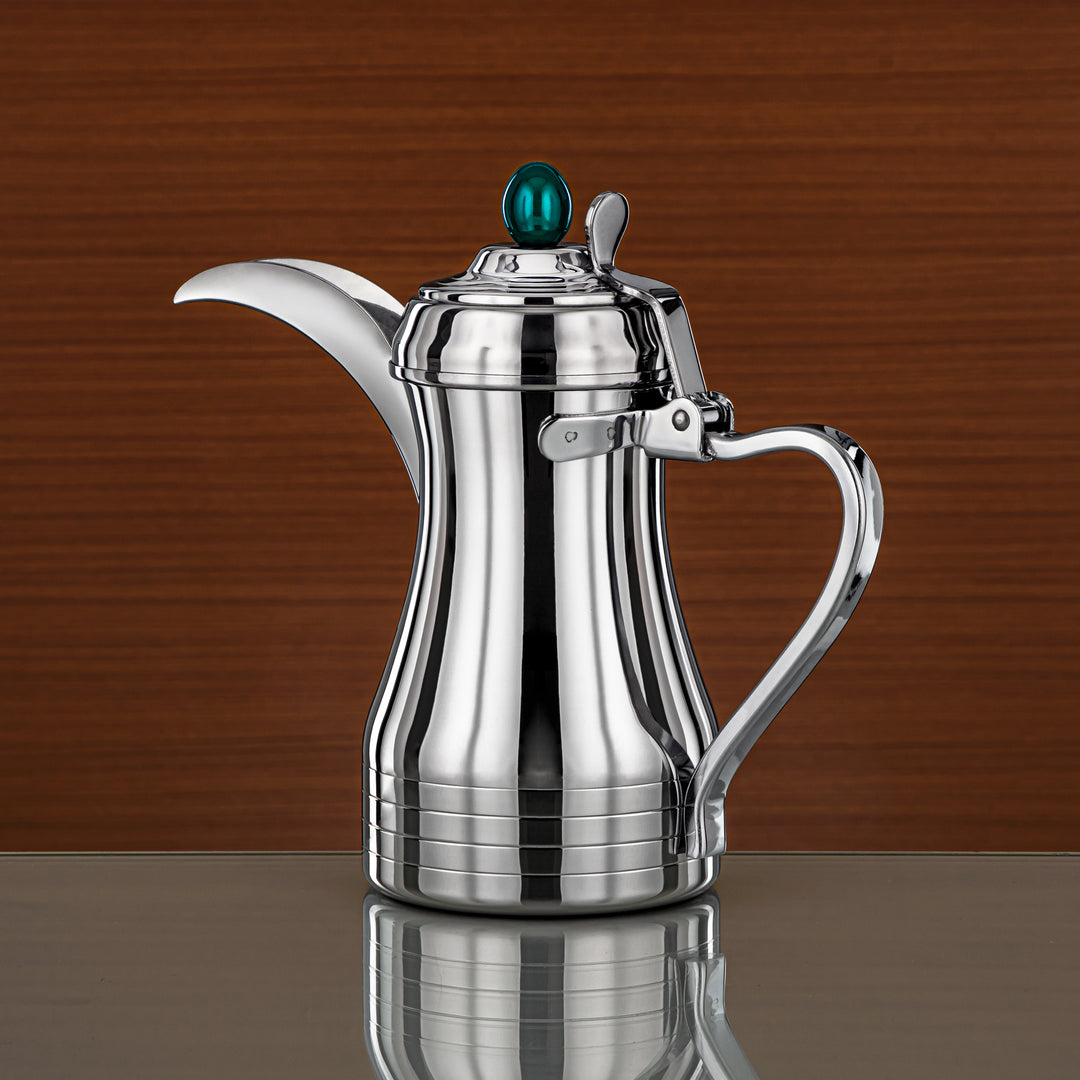 Almarjan 48 Ounce Elegance Collection Stainless Steel Coffee Pot Silver & Green - STS0013152