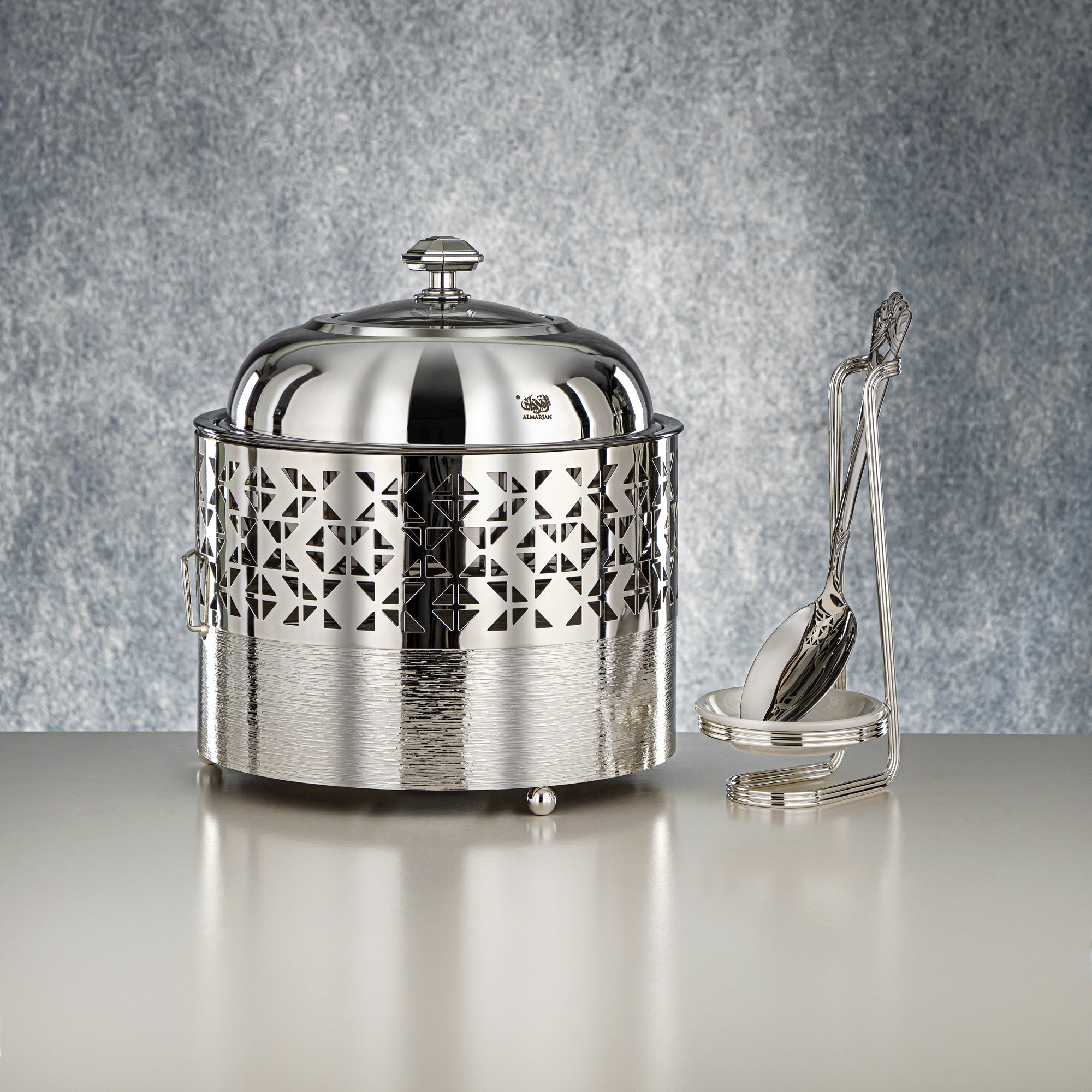 Almarjan Chafing Dish, Silver, 2000ML (STS0013324) Ramadan & Eid Buffets