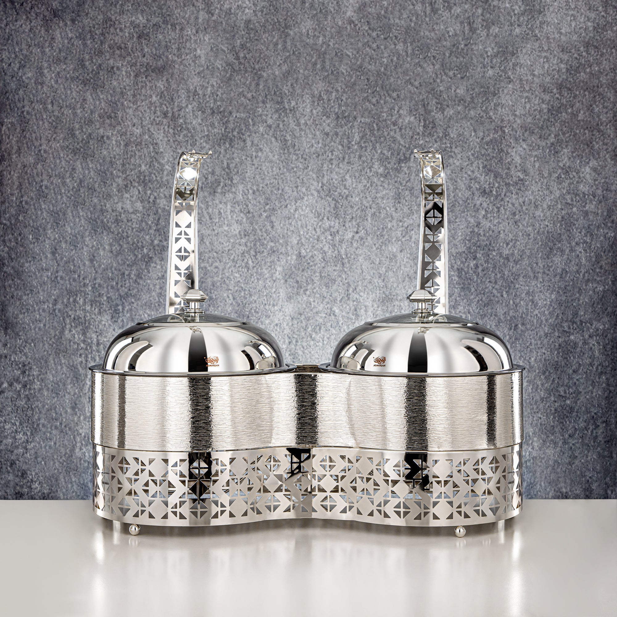 Almarjan 3000 ML + 3000 ML Double Chafing Dish Silver - STS0013348
