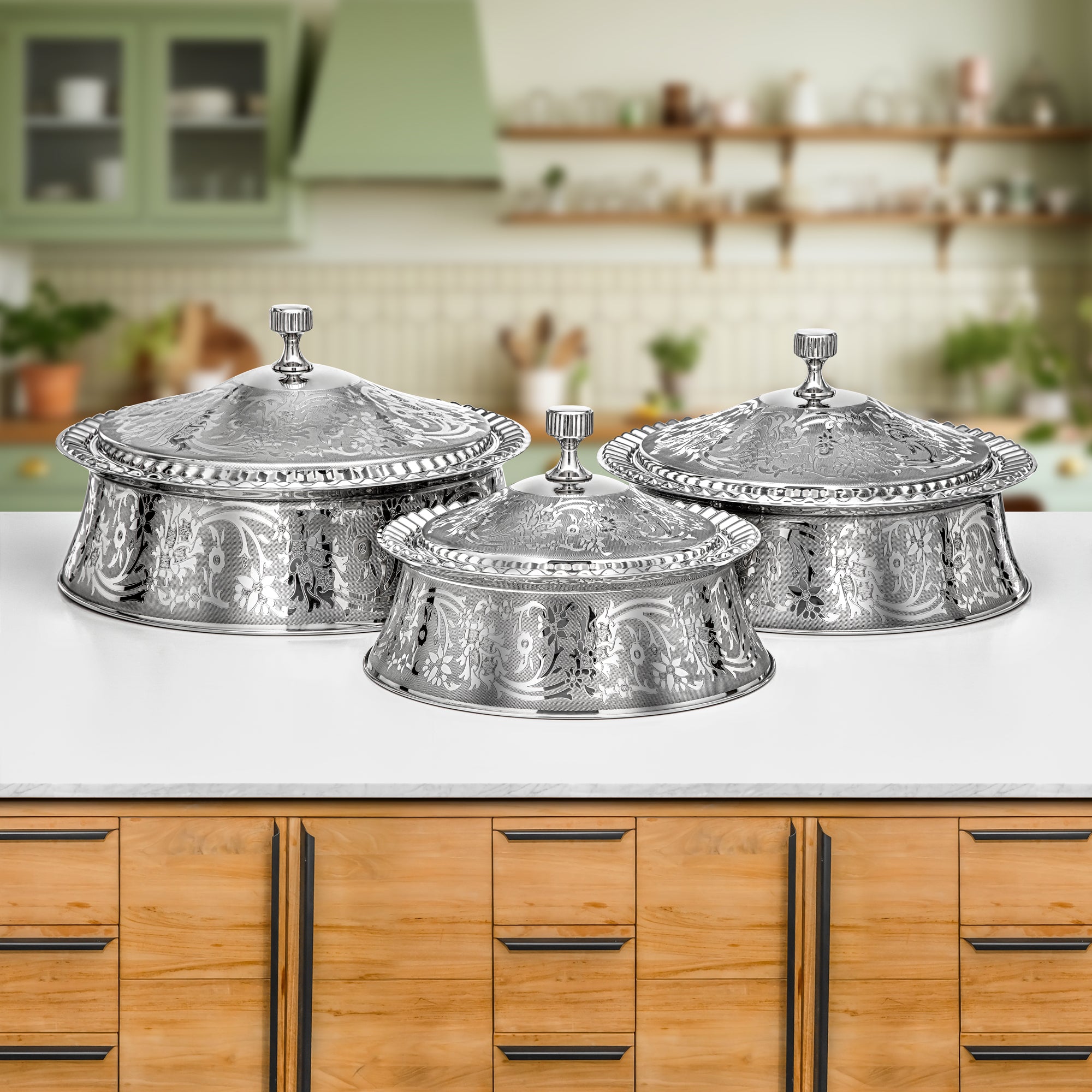 Almarjan Hot Pot Stainless Steel Set of 3 – Afrah Collection