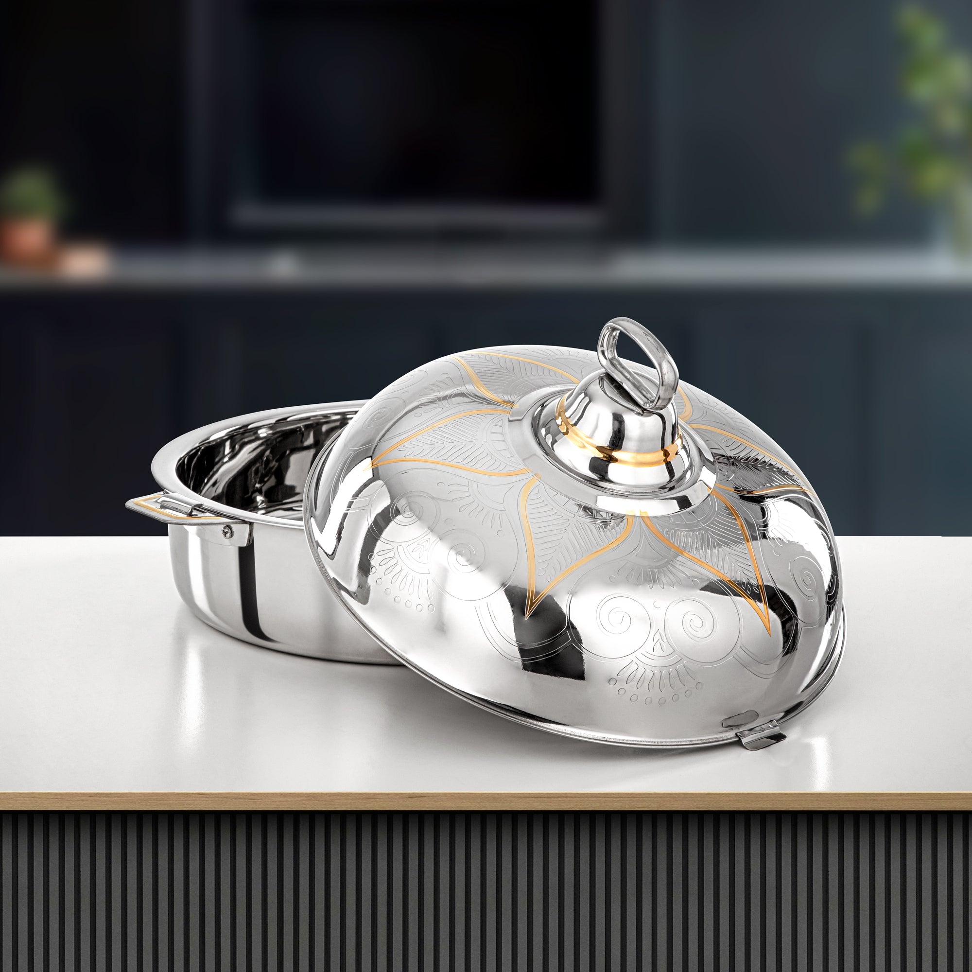 Almarjan Diwan Hot Pot 35cm Silver & Gold