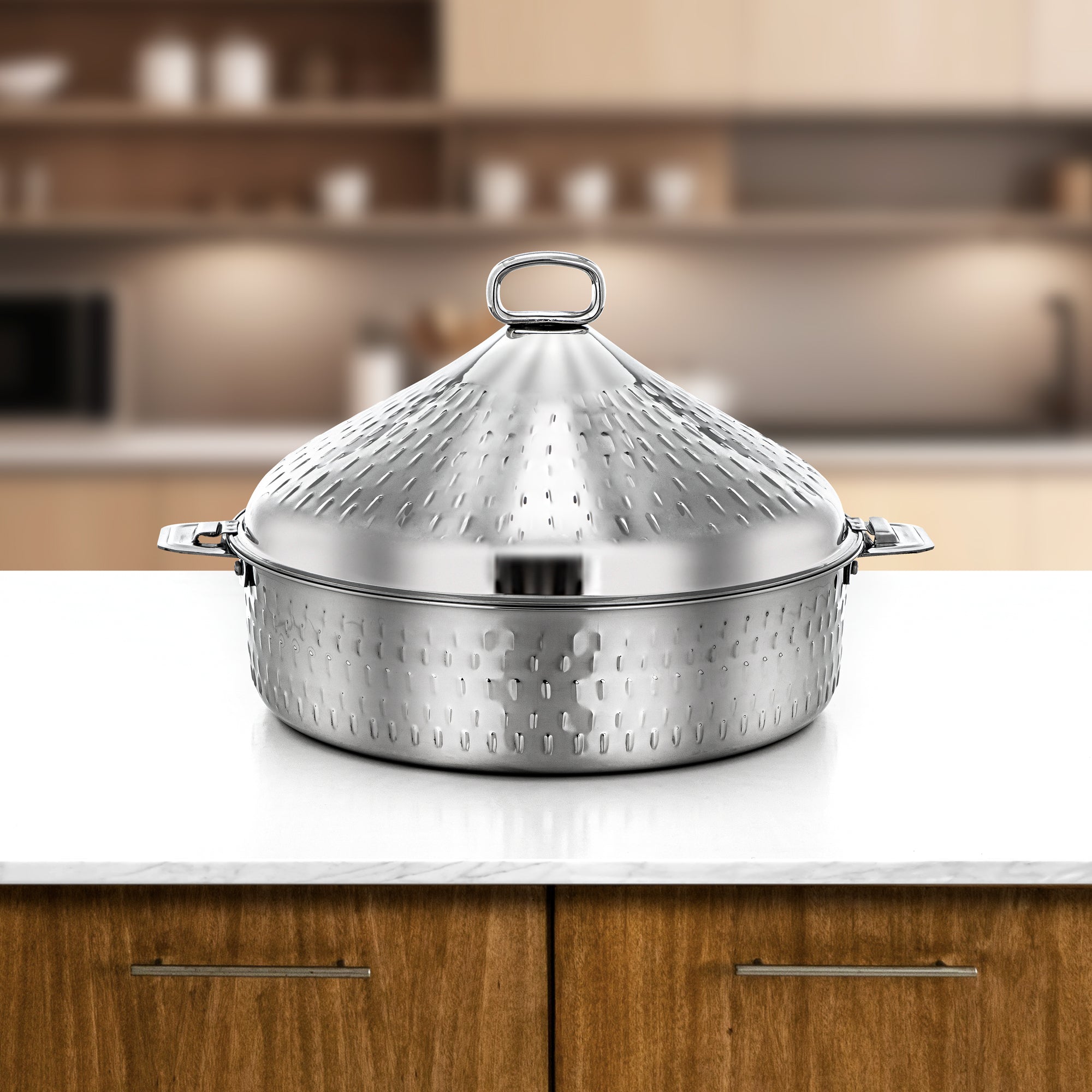 Almarjan Hot Pot Stainless Steel, 35CM (6000ML), Silver (H25M7) - Abeer Collection