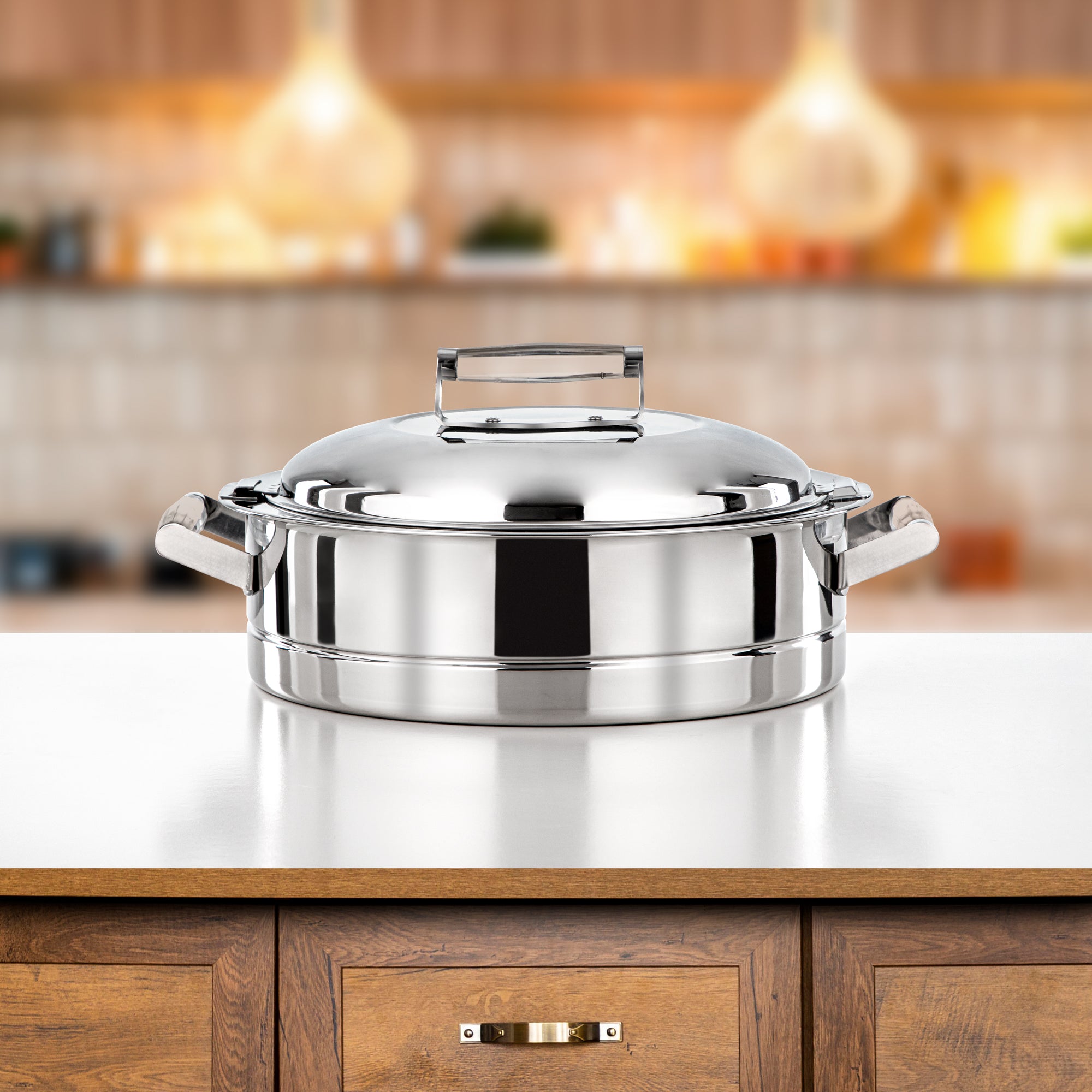 Almarjan Hot Pot Set Stainless Steel 25cm + 30cm + 35cm (H25P7) – Areej Collection | Elegant Serving for Ramadan & Gatherings