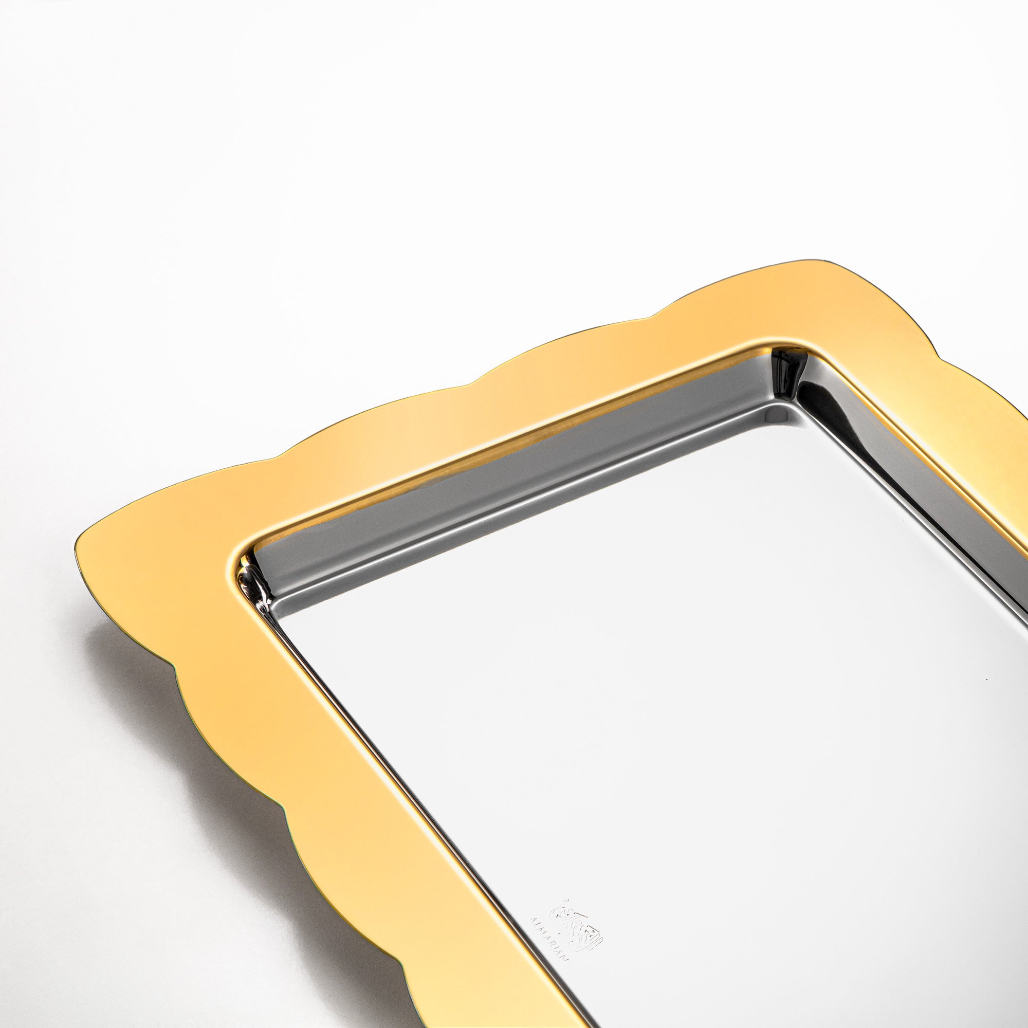 صينية تقديم مستطيلة المرجان جوني 40 سم فضي وذهبي