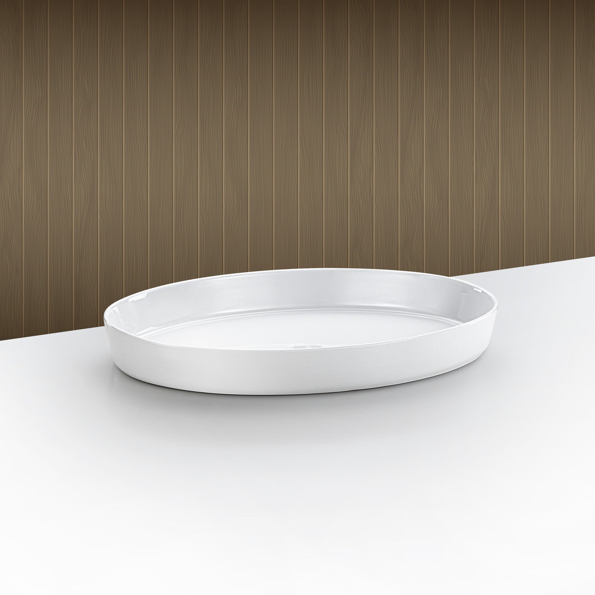 طبق تقديم بيضاوي المرجان 50 سم ذهبي وأبيض – نحاس وخزف، صنع في إيطاليا (SKU: STS2051357)