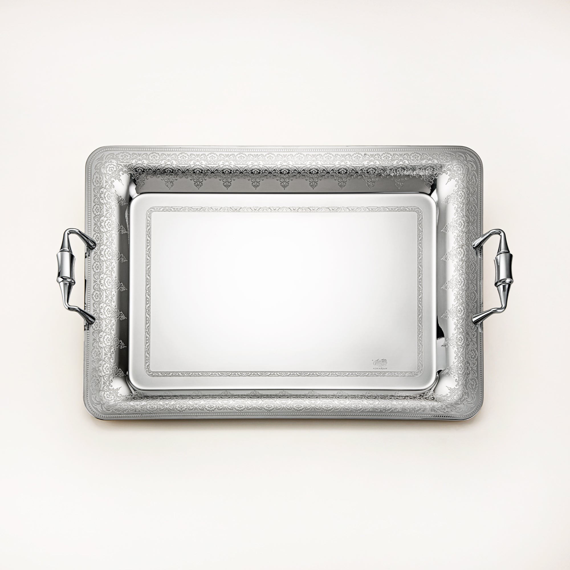 Almarjan 50 CM Teresa Collection Stainless Steel Serving Tray Silver - STS2051228