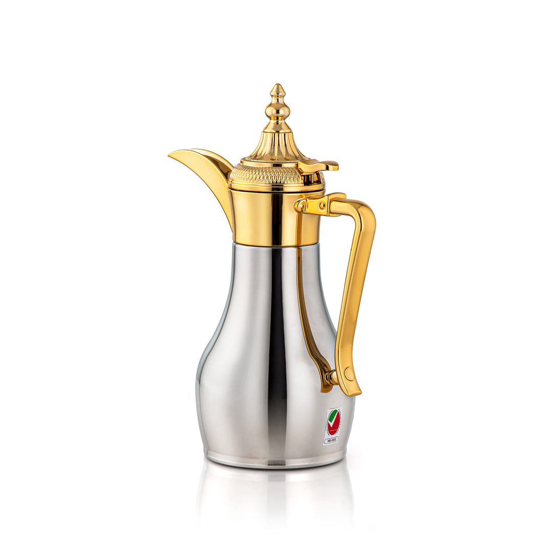 Almarjan 0.6 Liter Stainless Steel Vacuum Dallah Silver & Gold - SUD-060-CRG