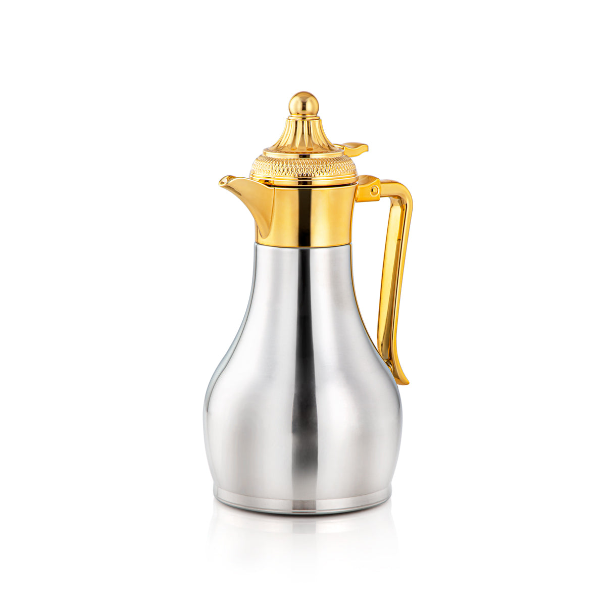 Almarjan 0.8 Liter Stainless Steel Vacuum Dallah Silver & Gold - SUT-080-CRG