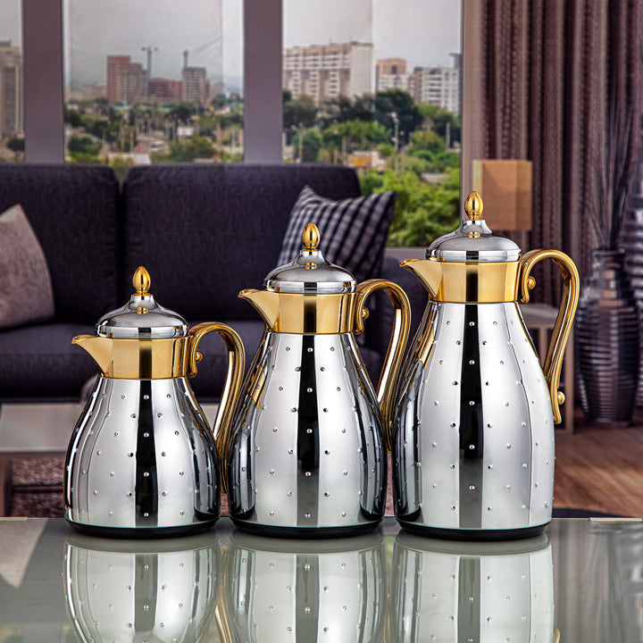 Almarjan 3 Pieces Vacuum Flask Set Silver & Gold - VAF0010342