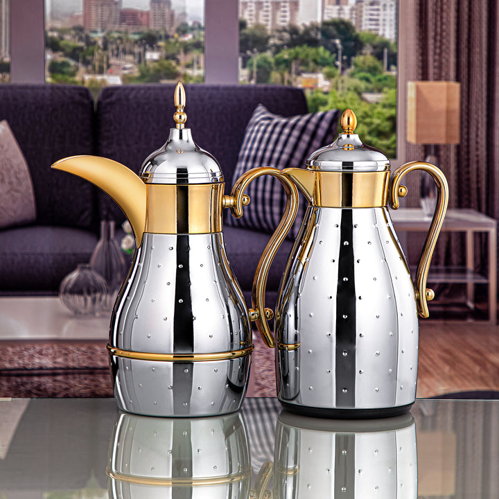 Almarjan 2 Pieces Vacuum Flask Set Silver & Gold - VAF0010345