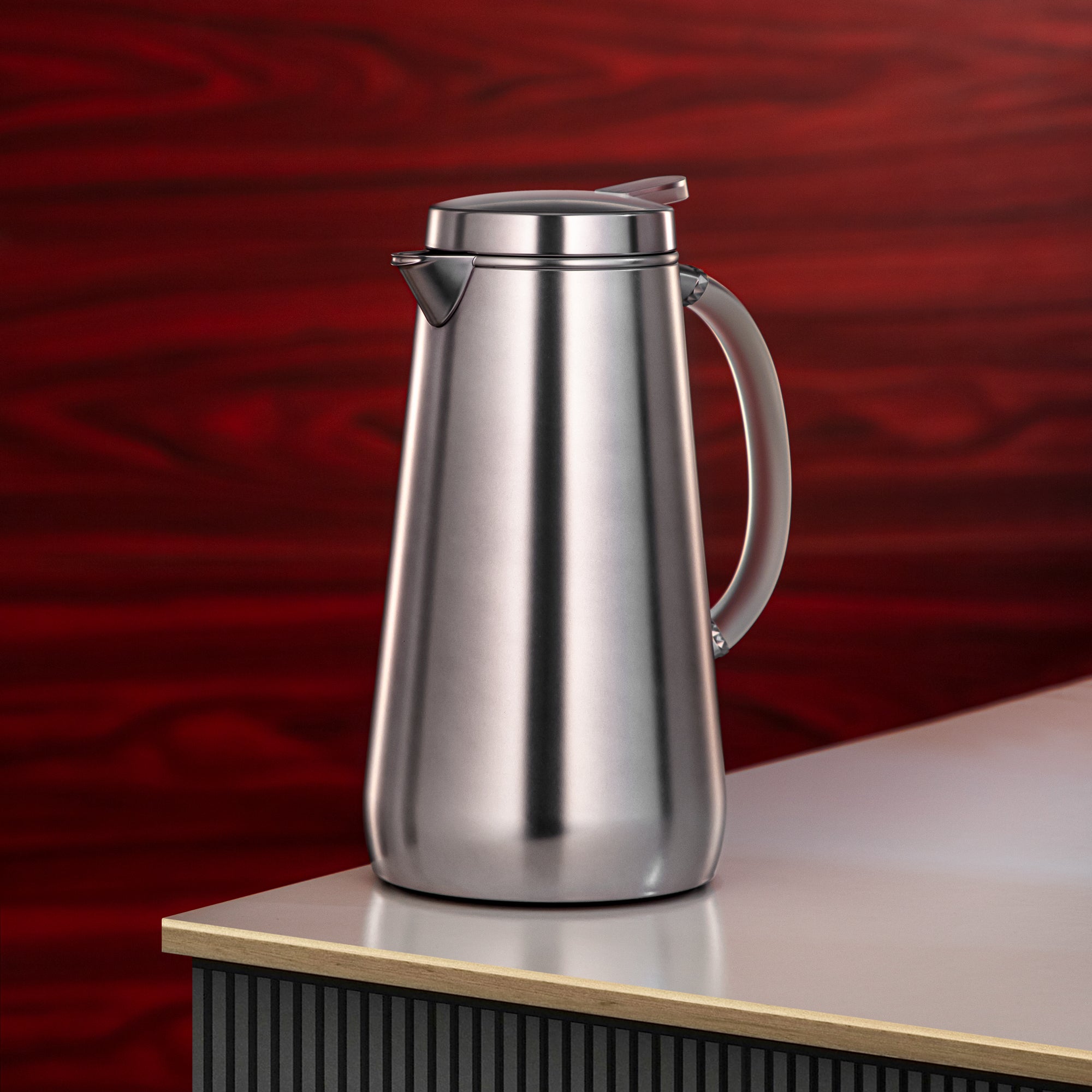 المرجان ترمس Metal 1 Liter Matt Silver with Frost Handle (VOP-1000 E23Y15) – Elegant Serving | Ramadan & Gatherings