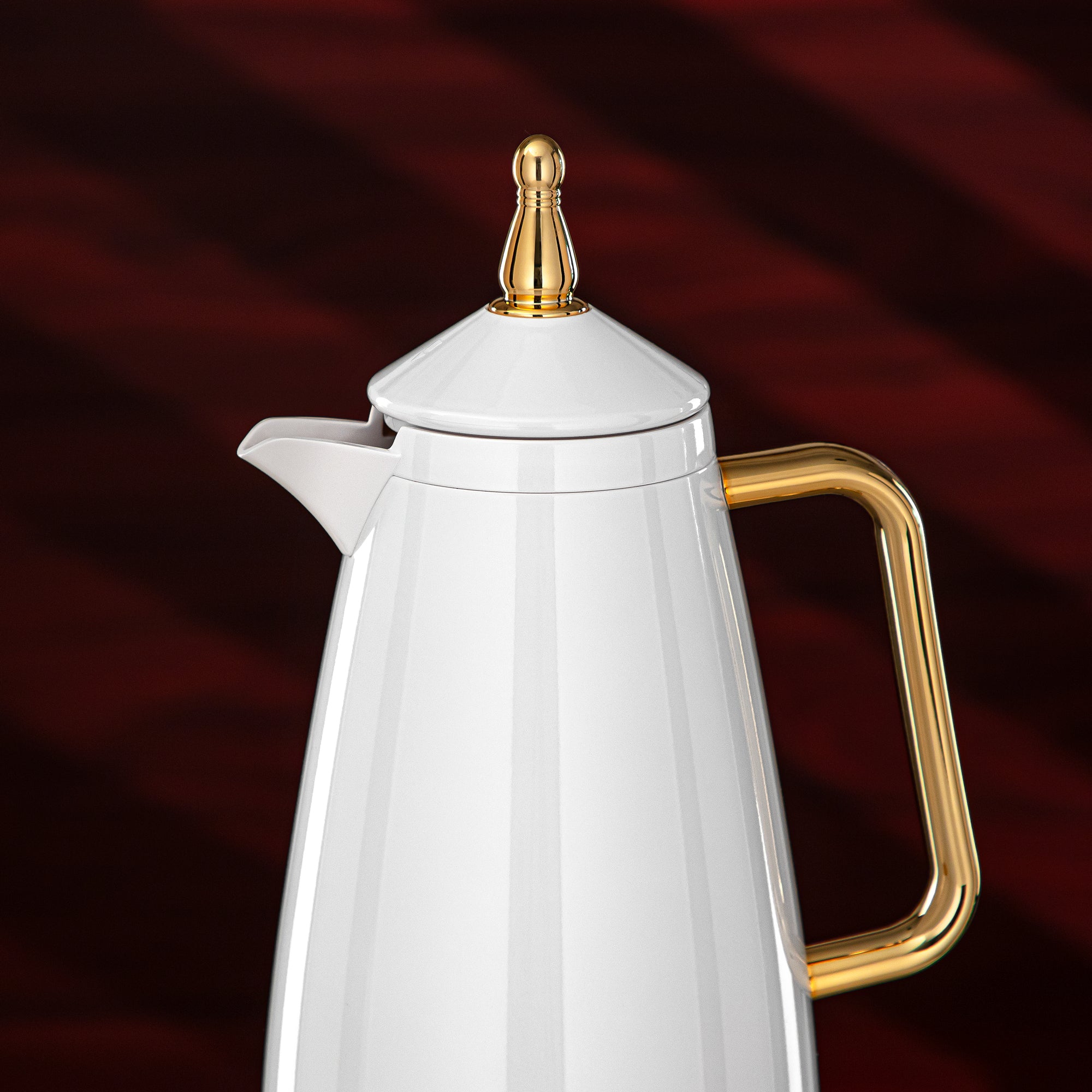 Almarjan Vacuum Flask Set 1L + 1L White & Gold