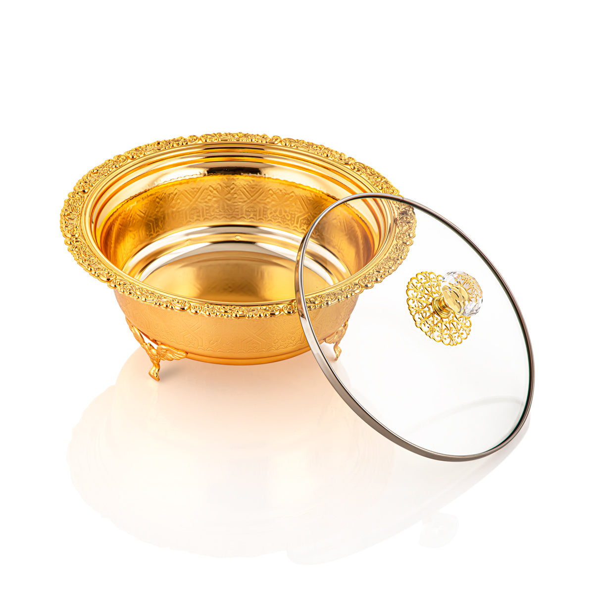 Almarjan 22 CM Date Bowl With Glass Cover Gold - 851-38 FGA