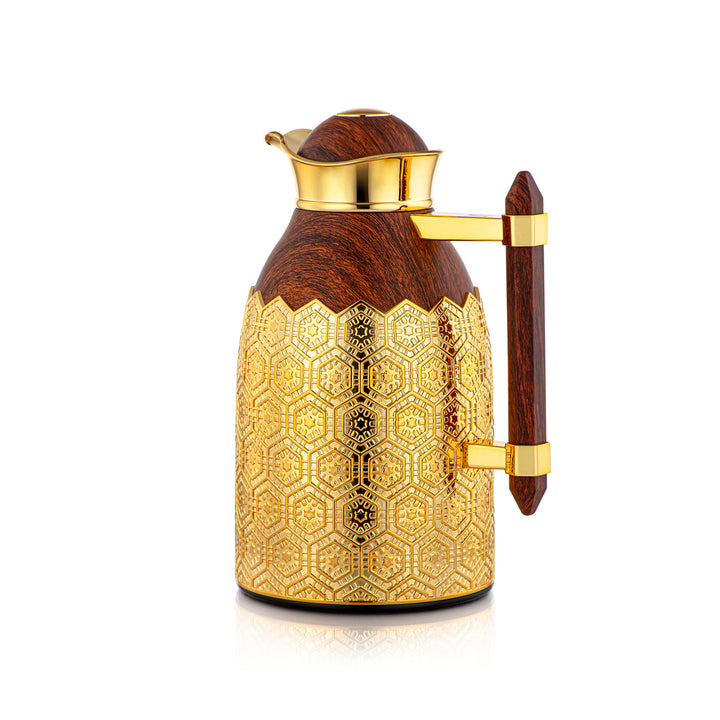 Almarjan 2 Pieces Vacuum Flask Set Wood & Gold - CBL + CBM-DWG