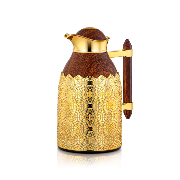 Almarjan 2 Pieces Vacuum Flask Set Wood & Gold - CBL + CBM-DWG