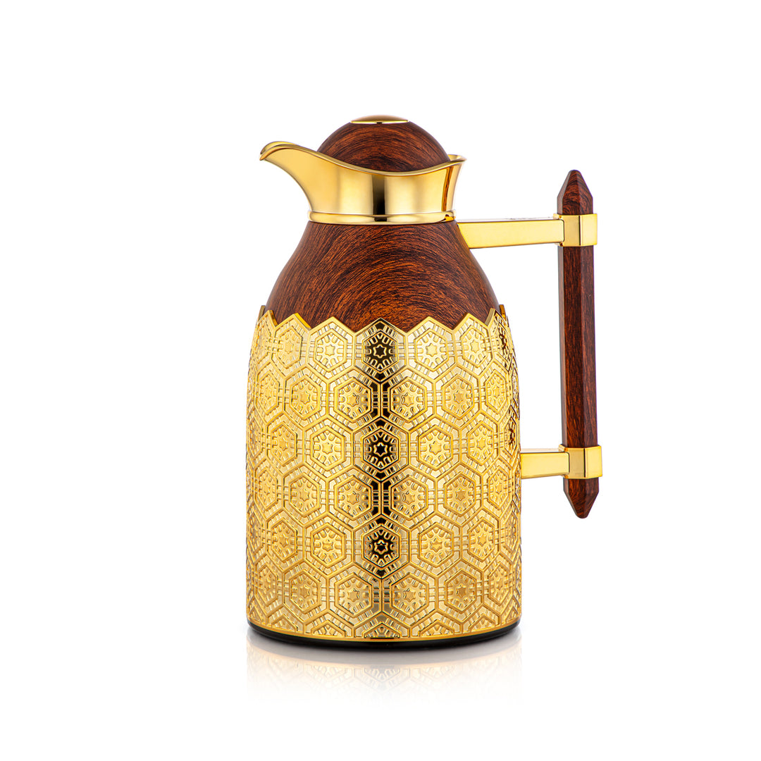 Almarjan 2 Pieces Vacuum Flask Set Wood & Gold - CBL + CBM-DWG