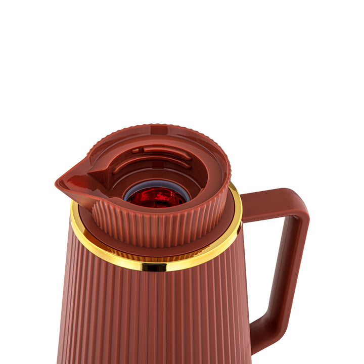 Almarjan 2 Pieces Vacuum Flask Set Brick Red & Gold - JT22-100/130 BKR/G