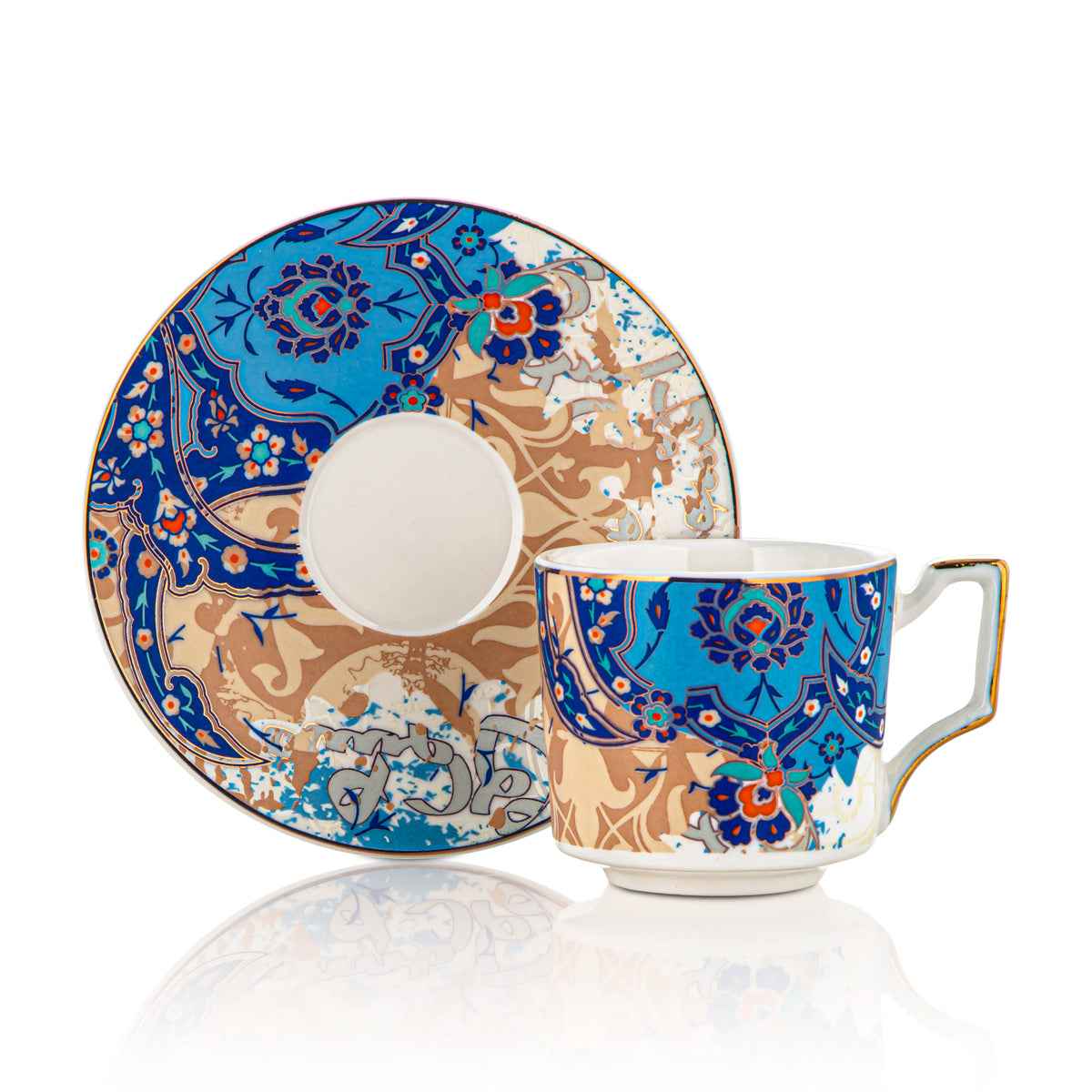 Almarjan 6 Pieces Fonon Collection Turkish Coffee Cup & Saucer - 3585