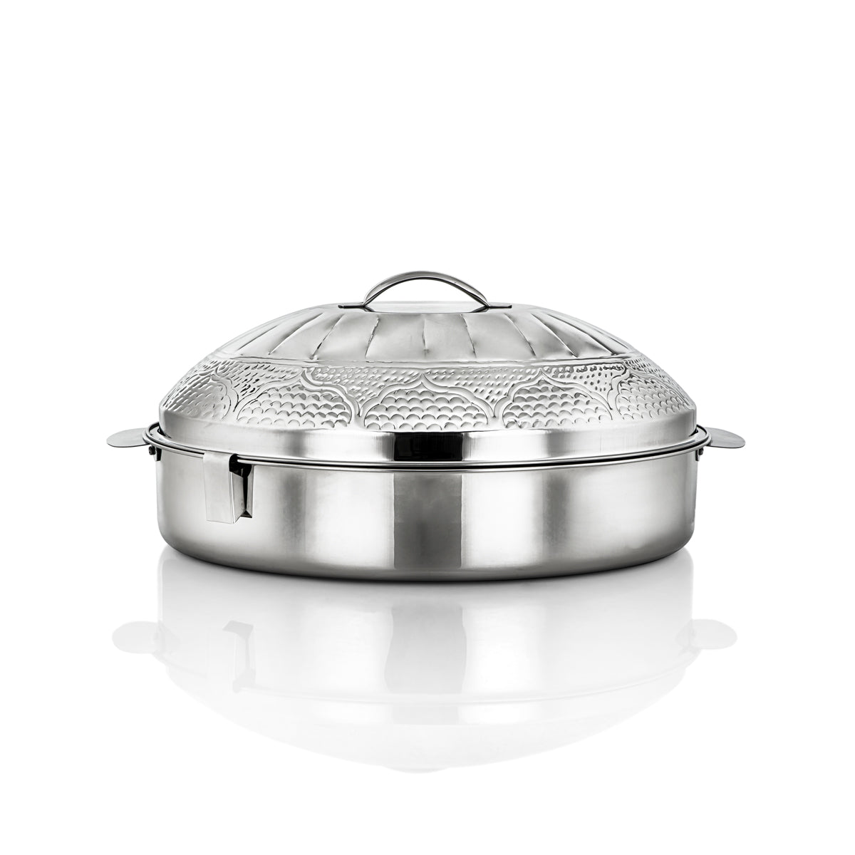 Almarjan 50 CM Marmar Collection Stainless Steel Oval Hot Pot Silver - H23M15