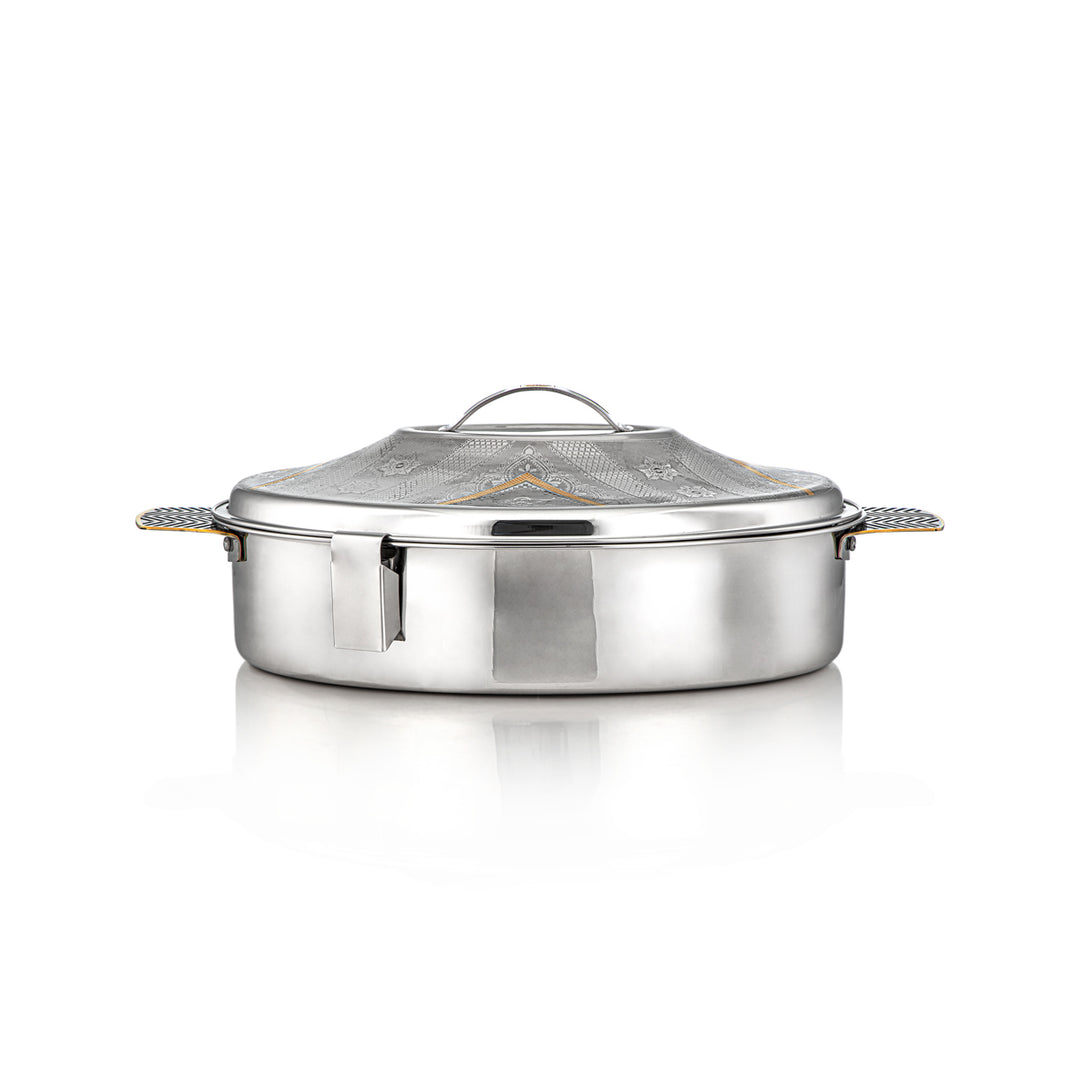 Almarjan 35 CM Mandi Collection Stainless Steel Oval Hot Pot Silver & Gold - H23EPG1