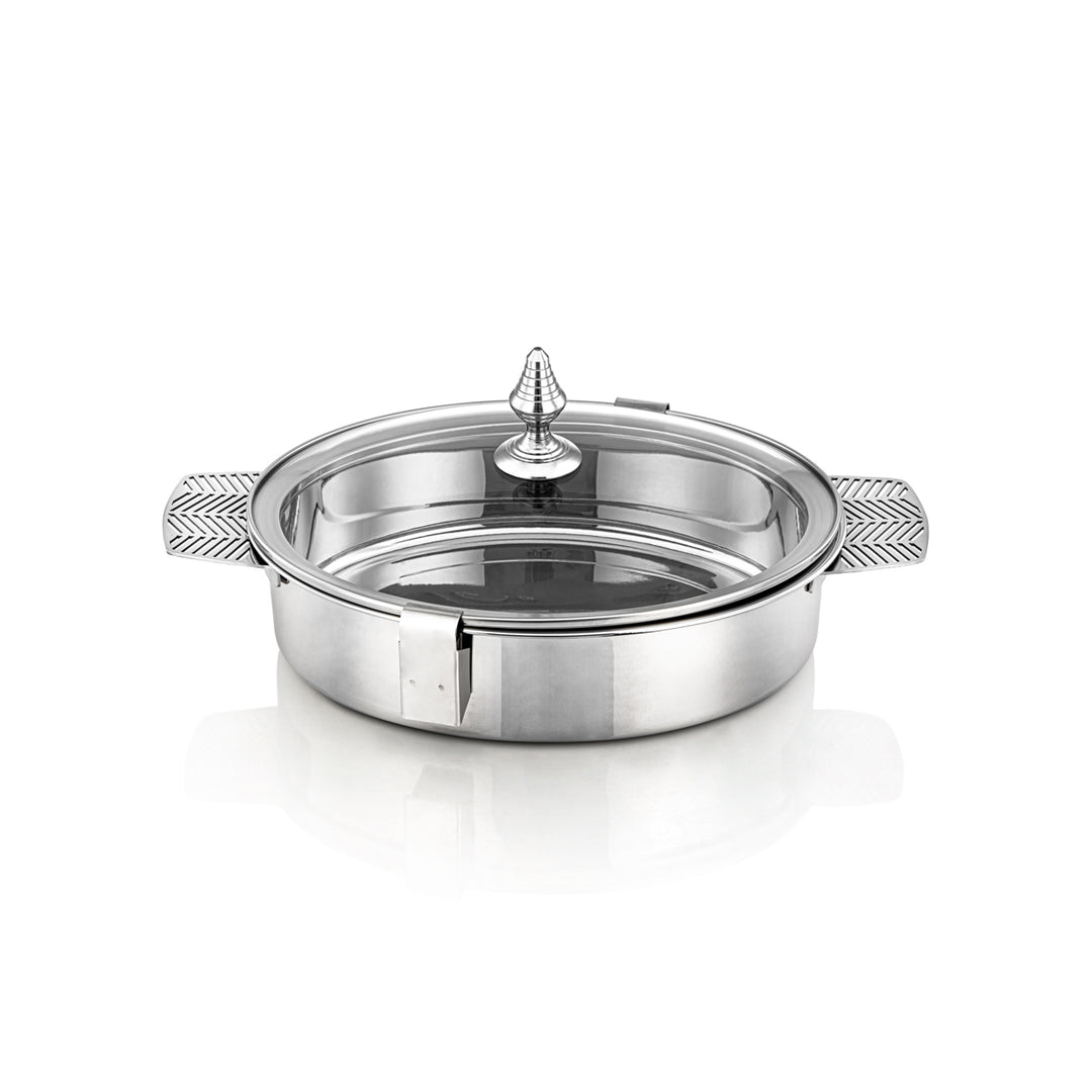 Almarjan 30 CM Mandi Collection Stainless Steel Oval Hot Pot Silver - H23P1