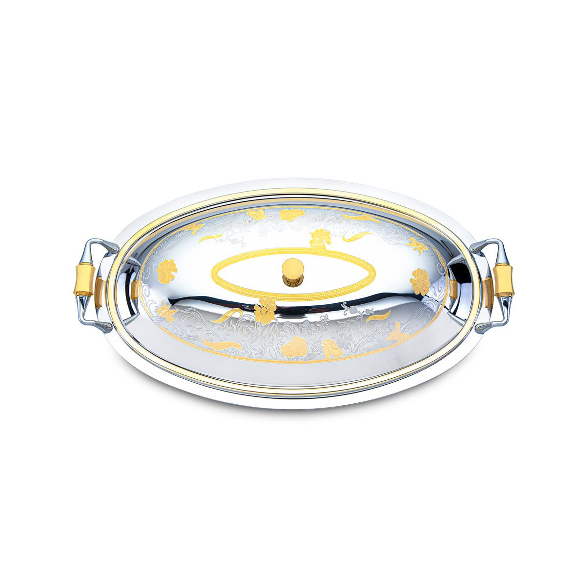 Almarjan 46 CM Cortina Collection Stainless Steel Oval Serving Tray With Cover - STS2051212