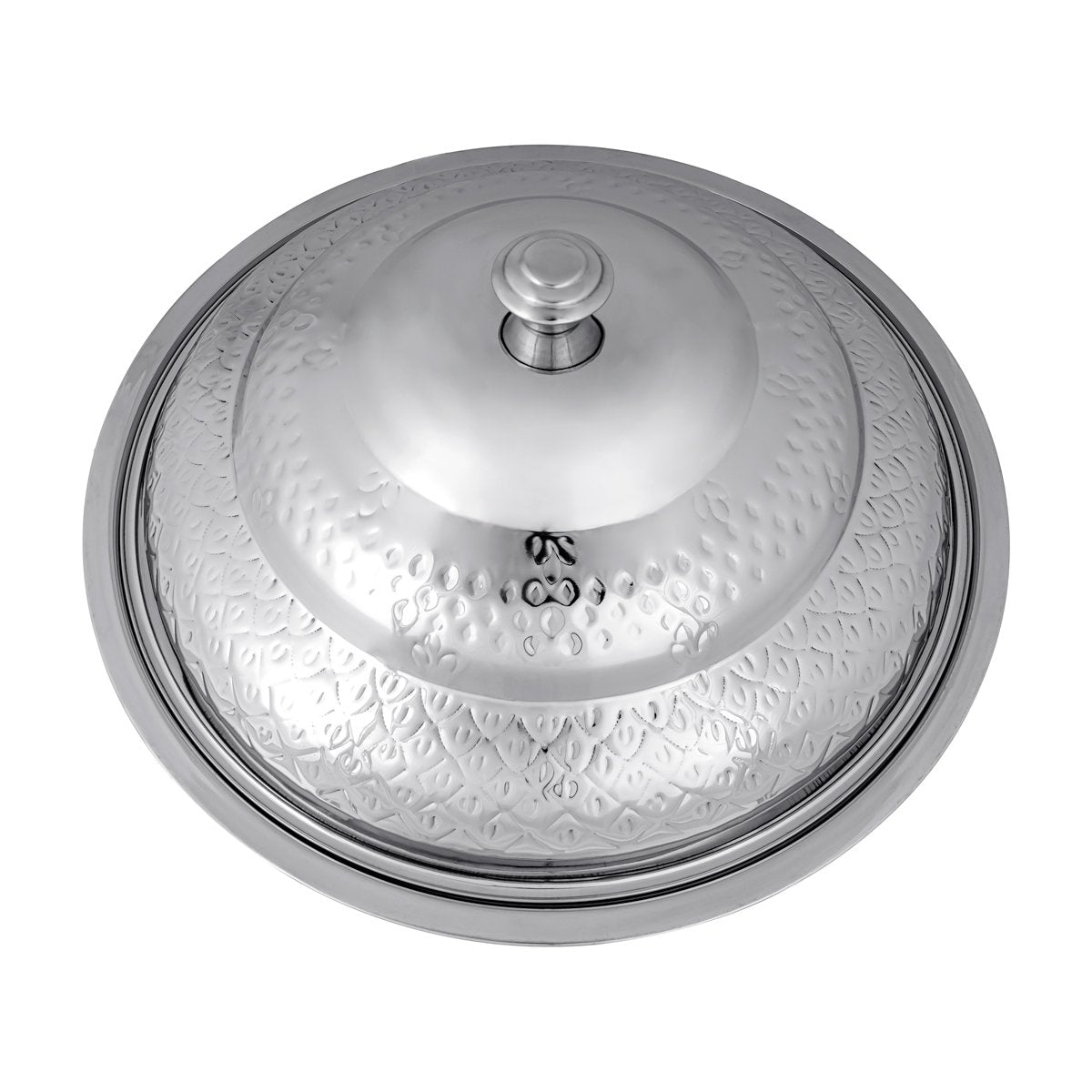 ALMARJAN 50 CM Royal Collection Round Stainless Steel Koozy Tray With Cover Silver STS0292333